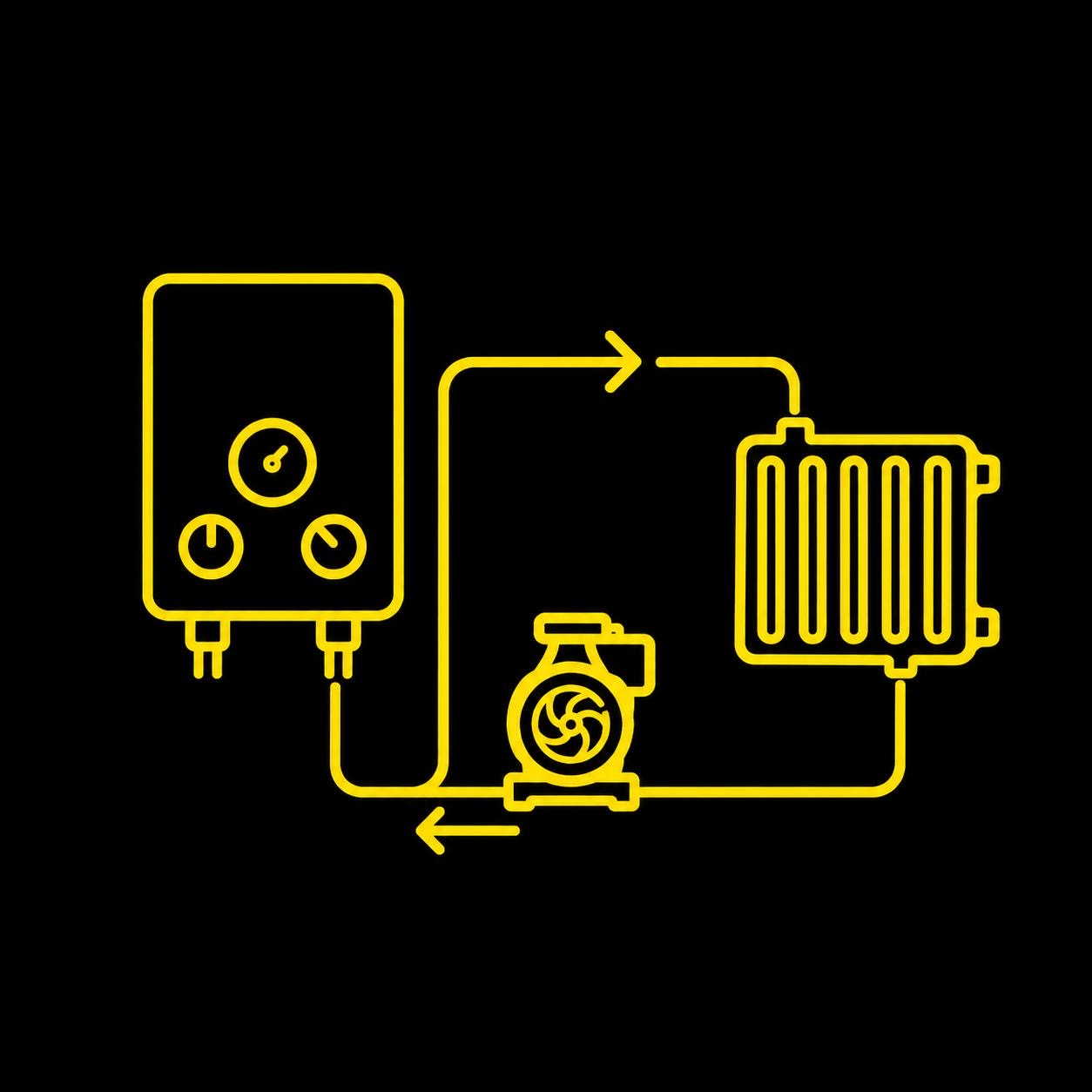 Power flushing service icon representing central heating system cleaning and radiator performance improvement.